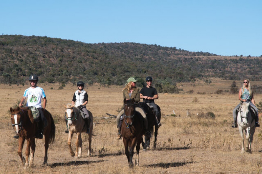 Cécile à cheval en Afrique du Sud durant un safari @Blog Cheval d'Aventure
