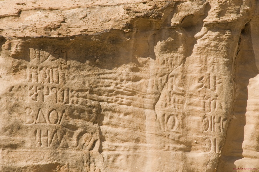 Les gravures se dévoilent au fil du Wadi Rum @Blog Cheval d'Aventure