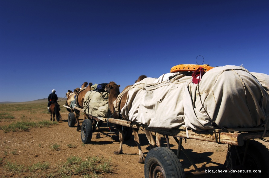 Nomades et chariot de yacks @Blog Cheval d'Aventure